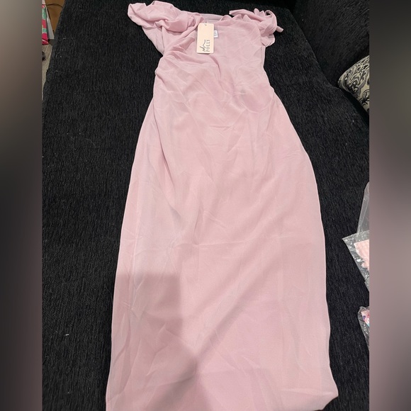 Oh Polly Romilly Cowl Neck Pleated Midaxi Dress in Dusty Pink - Picture 7 of 12